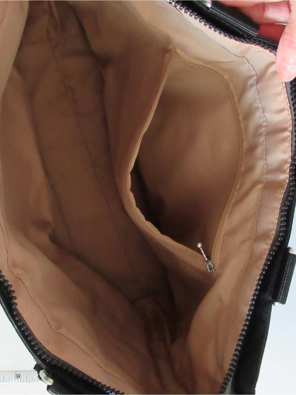 Baggallini Black Shoulder Tote – Lightweight Nylon, Multi Pocket Design - Picture 9 of 10